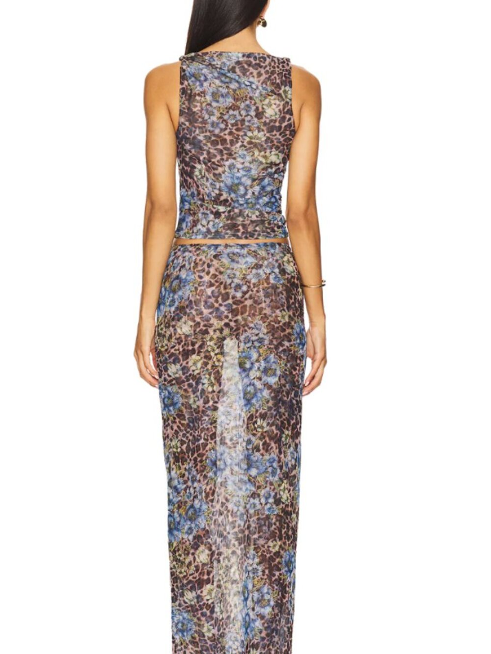 NWT REVOLVE Superdown Concha Maxi Skirt Set (Blue Multi) - Size S - Picture 3 of 7